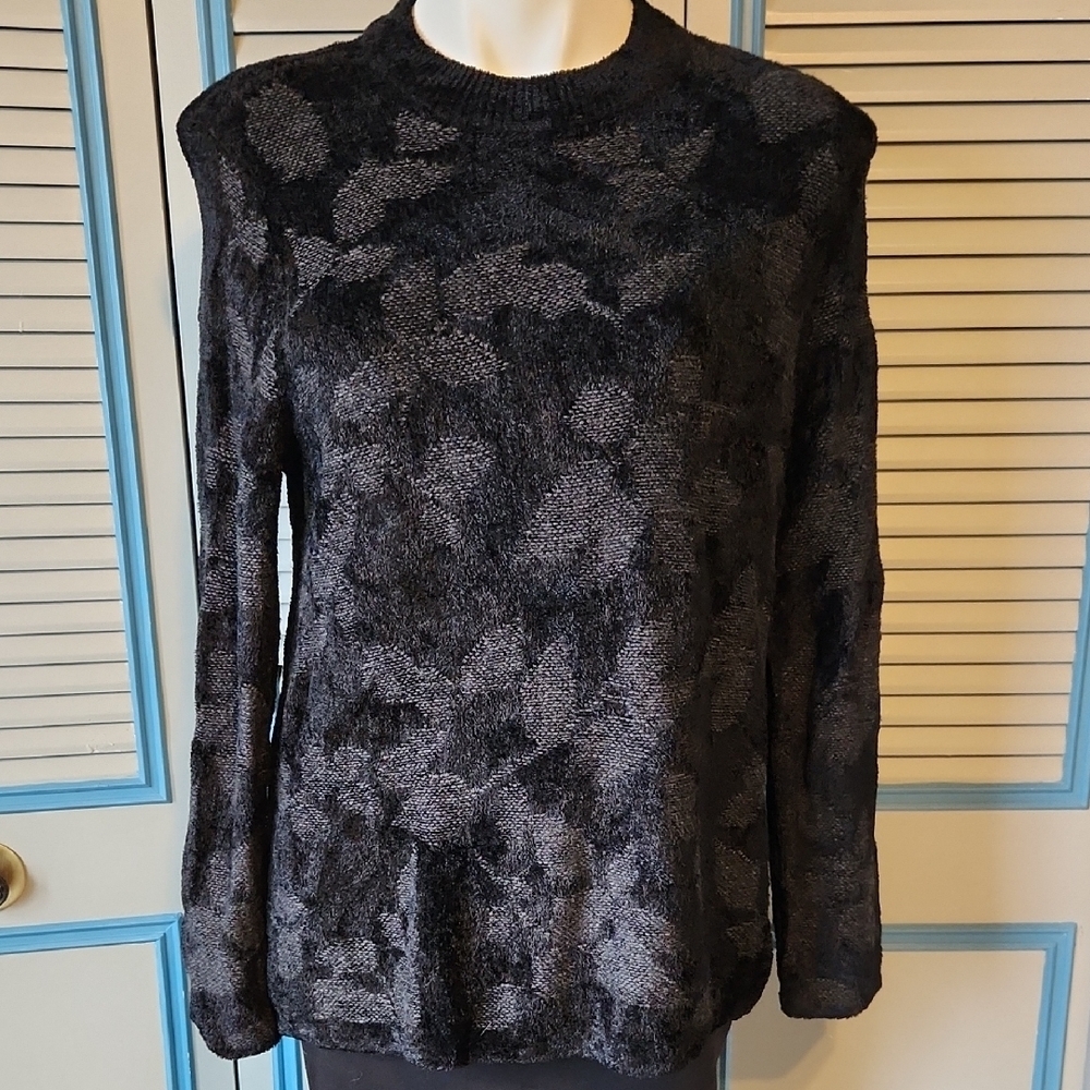 J. Jill Black & Charcoal Textured Sweater